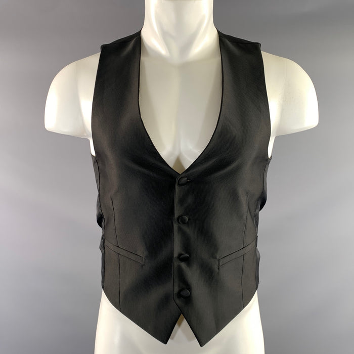 CALVIN KLEIN Size S Black Pinstripe V Neck Vest