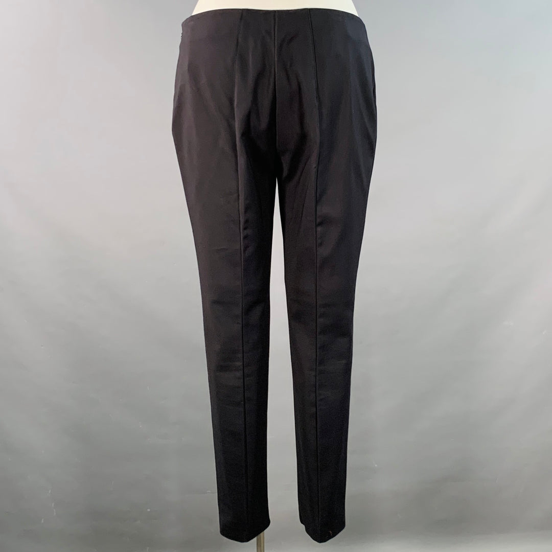 AKRIS Size 12 Black Cotton Blend Side Zipper Dress Pants