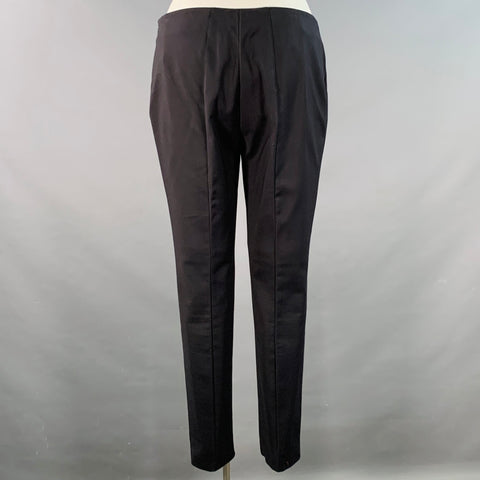 AKRIS Size 12 Black Cotton Blend Side Zipper Dress Pants