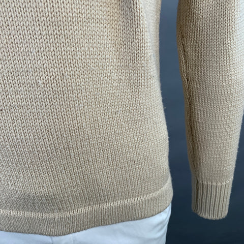 Pull col roulé en maille de laine mérinos beige T. L GRP