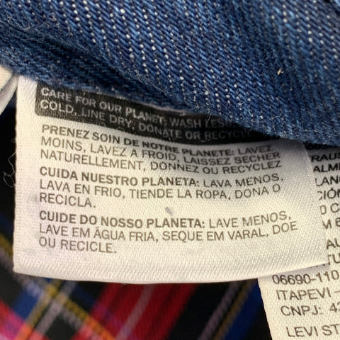 LEVI STRAUSS Size M Type III Blue Cotton Denim Blanket Lined Snaps Jacket