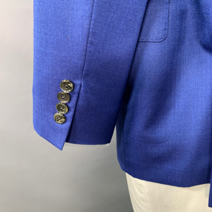 HICKEY FREEMAN Size 44 Regular Blue Wool Silk Notch Lapel Sport Coat