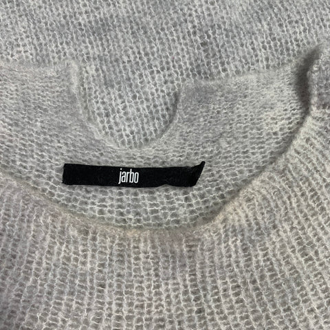 JARBO Size 0 Grey Cashmere Blend Oversized Open Knit Crew Neck Pullover
