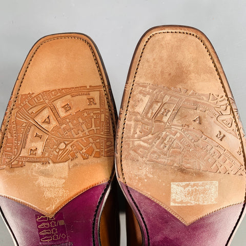 PAUL SMITH Size 8 Tan Perforated Leather Oxford Cap Toe Lace-Up Shoes