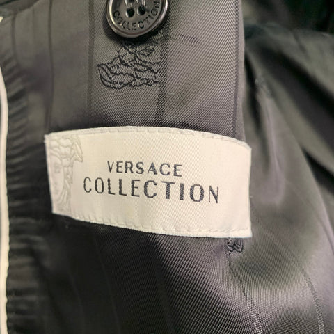 VERSACE COLLECTION Size 44 Black Velour Viscose Blend Sport Coat