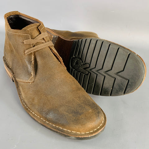 JOHN VARVATOS STAR USA Size 10 Brown Suede Moccasin Lace-Up Boots