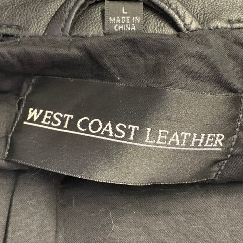 WEST COAST LEATHER Size L Racer Black Lambskin Leather Hooded Zip Up Jacket