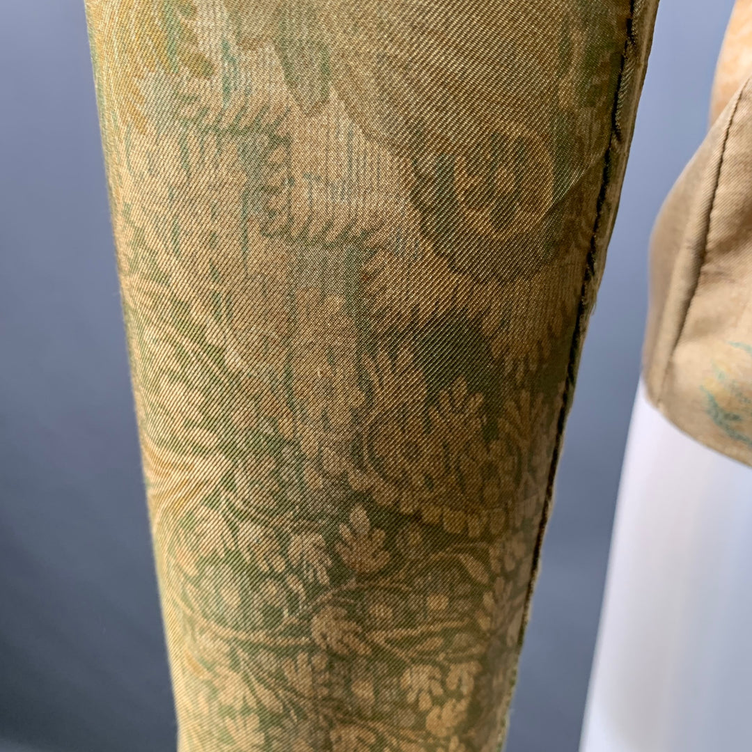 PIERRE-LOUIS MASCIA Size XS Green Brown Silk Floral Long Sleeve Dress Top