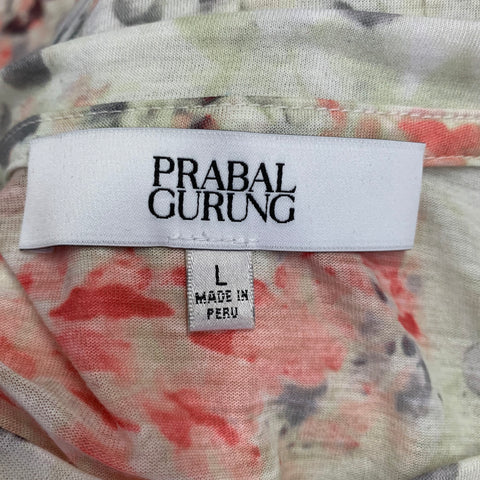 PRABAL GURUNG Size L Multi Color Pink Polyester Floral T-Shirt