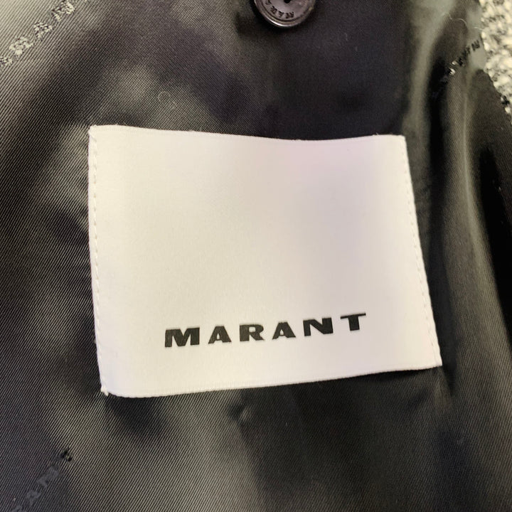 ISABEL MARANT Size 40 Denton Black White Herringbone Tweed Wool Blend Coat