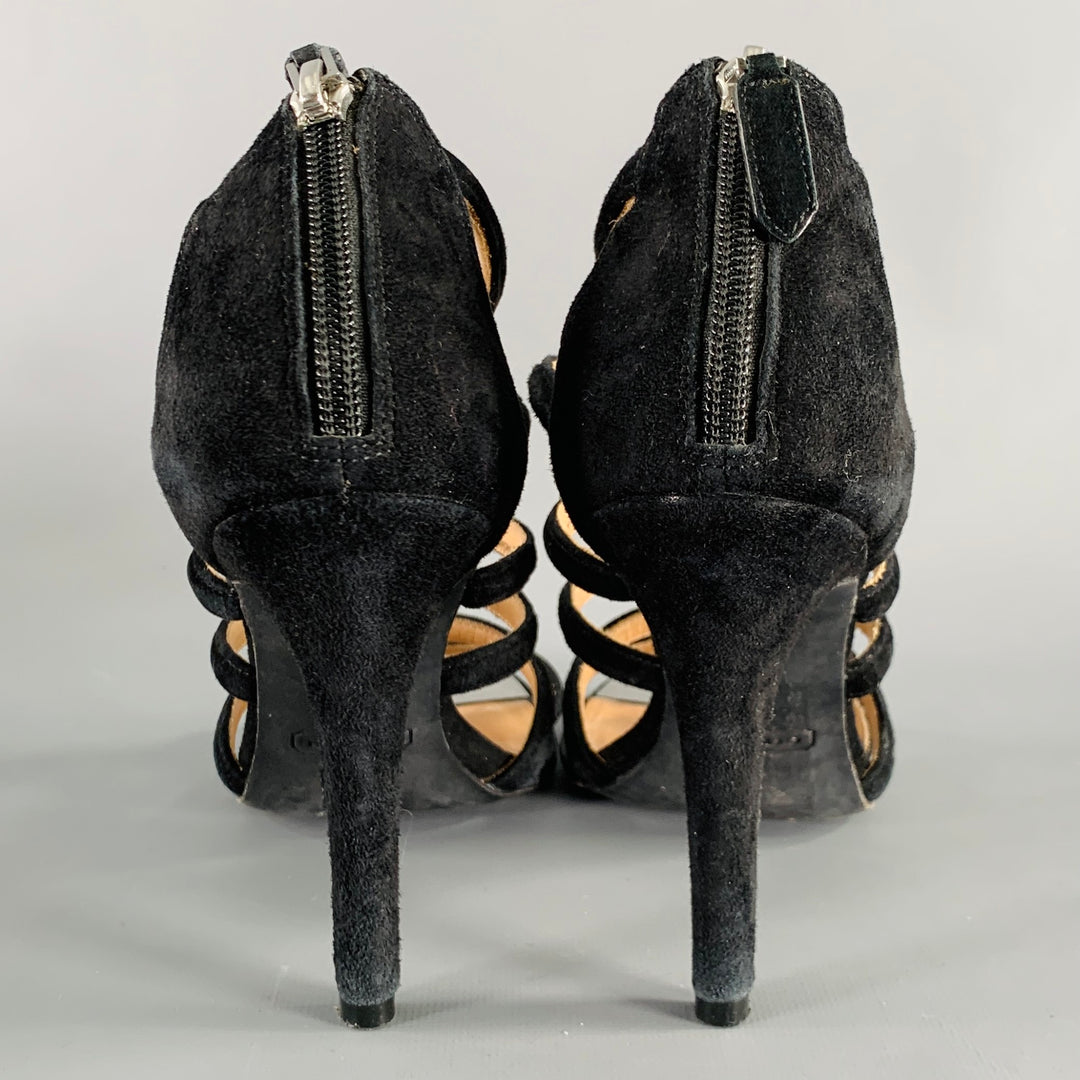 COACH Size 8 Lavania Black Suede Gladiator Sandals