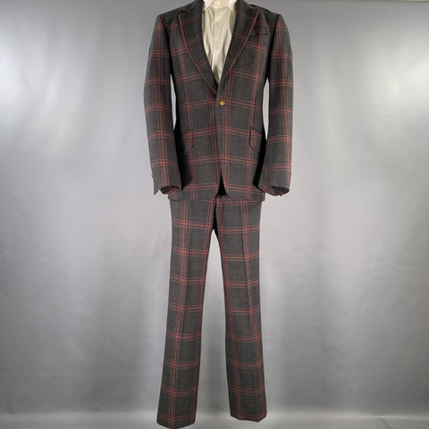 VIVIENNE WESTWOOD Size 38 Gray Navy Red Plaid Wool Elastane Suit
