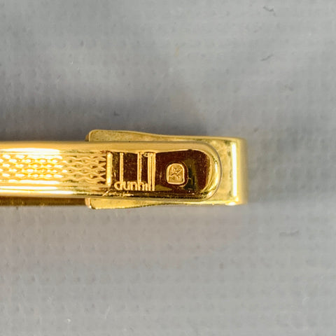 DUNHILL Vintage One Size Gold Black Stripe Metal Tie Clip