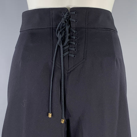 RALPH LAUREN COLLECTION Size 6 Black Wool Twill Bib Dress Pants