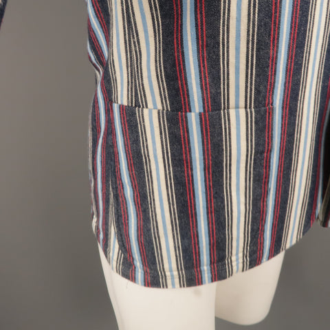 The Stylist Japan Size XS Red White & Blue Stripe Cotton Notch Lapel Sport Coat