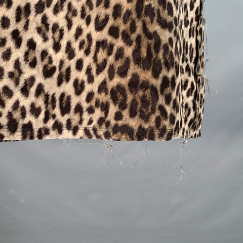 LANVIN Winter 2010 Size 6 Brown Black Silk Animal Print Raw Edge Skirt