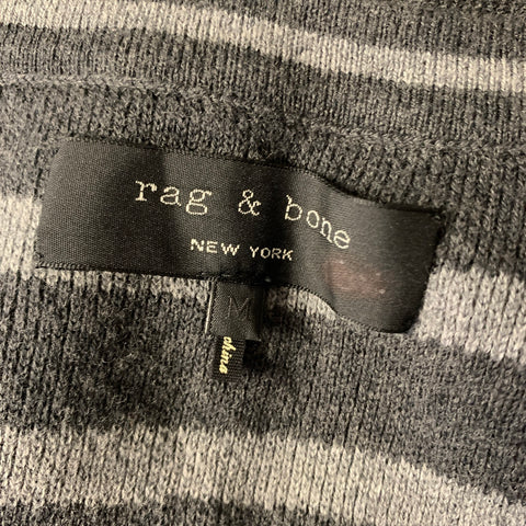 RAG & BONE Size M Black Grey Stripe Cotton Wool Slit Pockets Vest