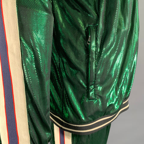 GUCCI Size XXL Green Side Stripe Acetate Blend Cruise Tracksuit