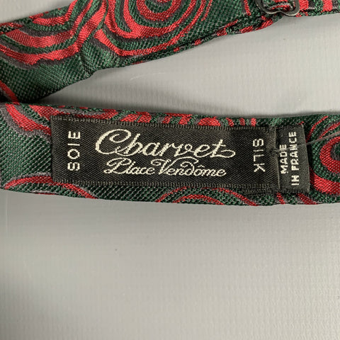 CHARVET Green Red Circles Silk Bow Tie
