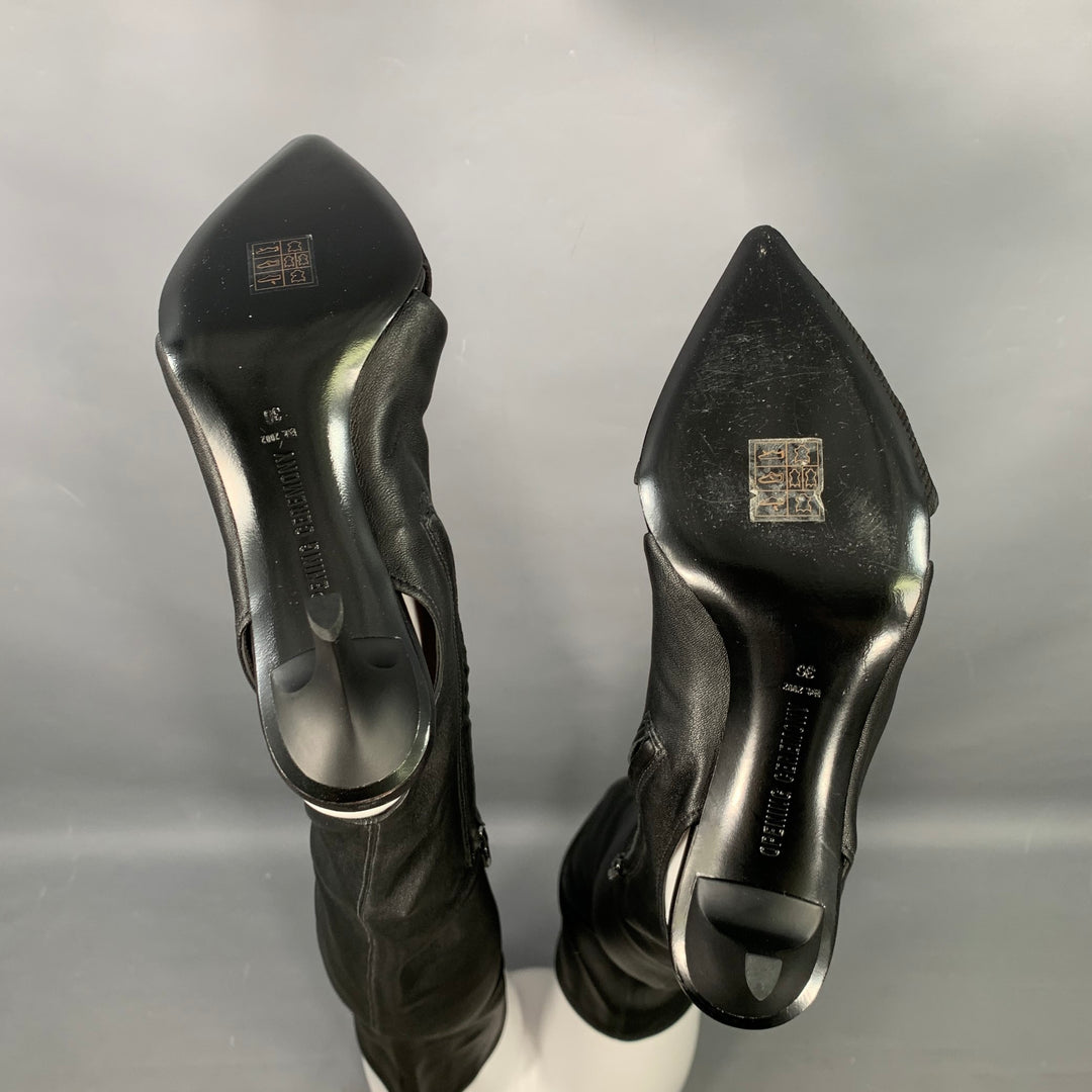 OPENING CEREMONY Size 6 Black Leather Mixed Fabrics Pointed Toe Boots