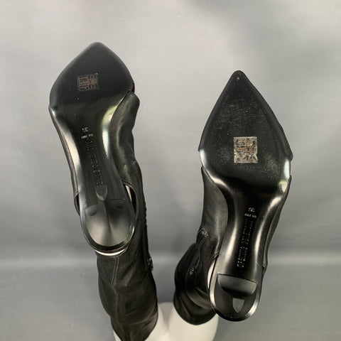 OPENING CEREMONY Size 6 Black Leather Mixed Fabrics Pointed Toe Boots