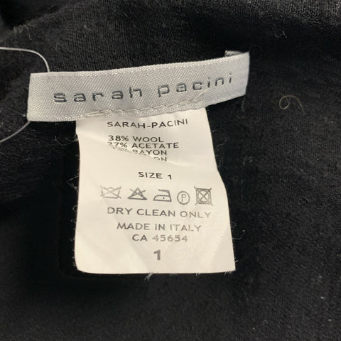SARAH PACINI Size S Black Wool Blend Wide Leg Dress Pants