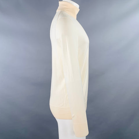 MR. TURK Size M Cream Beige Knit Merino Wool Turtleneck Pullover