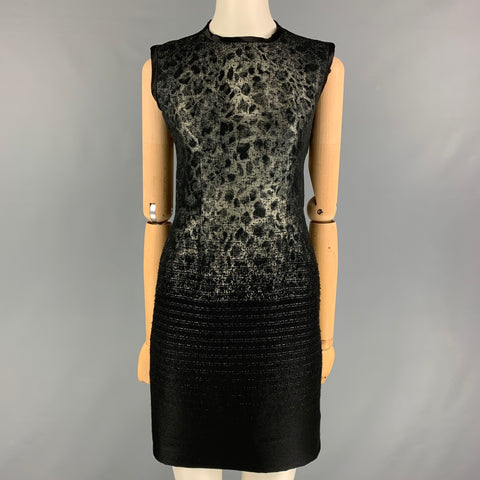 AQUILANO RIMONDI Size 2 Black Silver Wool Blend Animal Print Dress