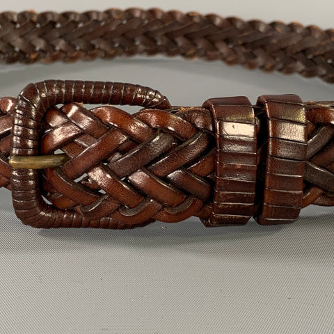 RALPH LAUREN Waist Size 0 Brown Woven Leather Belt