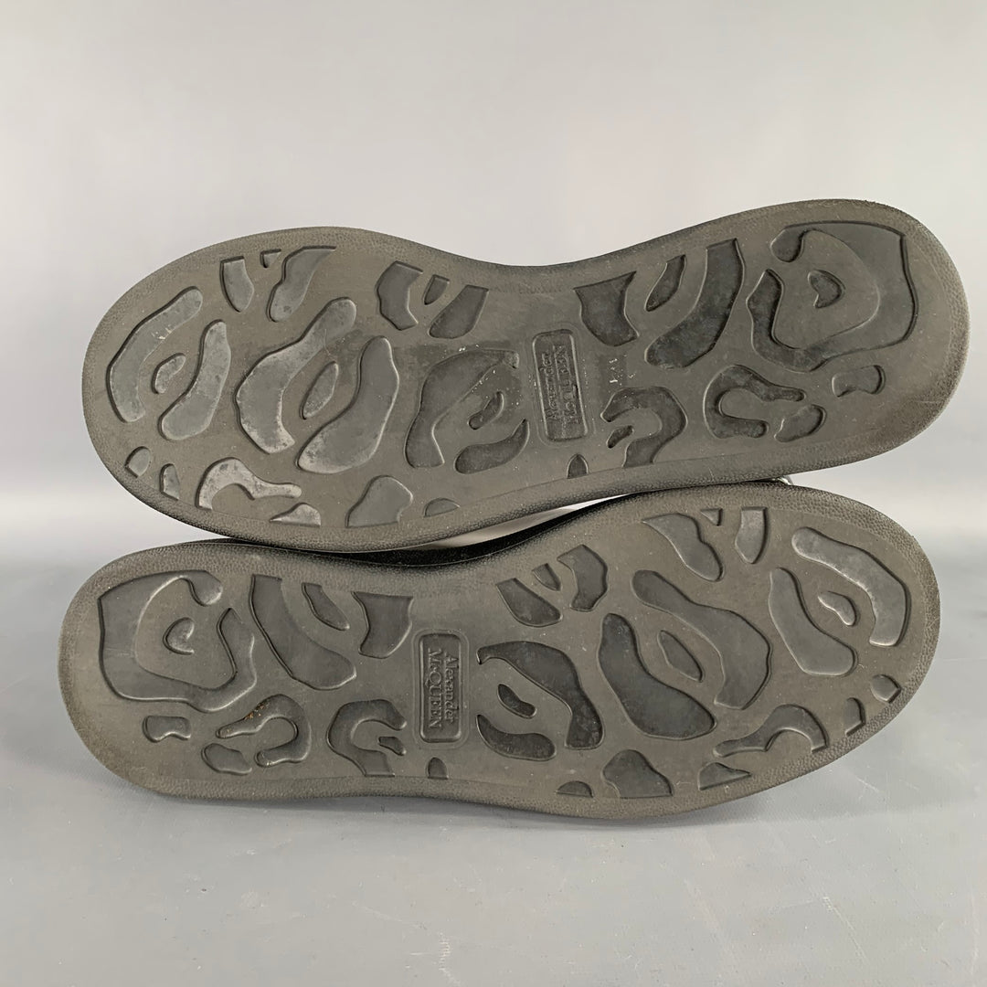 ALEXANDER MCQUEEN Size 9 White Black Leather Chelsea Ankle Boots