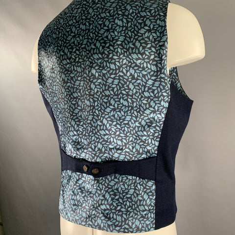 Gilet en laine mélangée à imprimé feuilles bleu TED BAKER