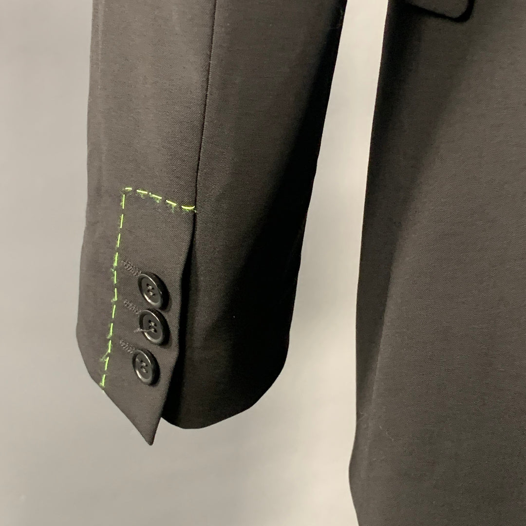 MSGM Size 34 Black Contrast Stitch Wool Blend Notch Lapel Sport Coat