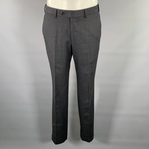 ERMENEGILDO ZEGNA Size 32 Dark Charcoal Black Heather Wool Slim Fit Dress Pants