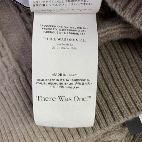 THERE WAS ONE Size M Brown Taupe Cable Wool Sweater