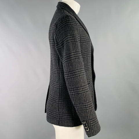 Veste BARENA taille 36 en mélange de laine vierge gris anthracite à motif pied-de-poule