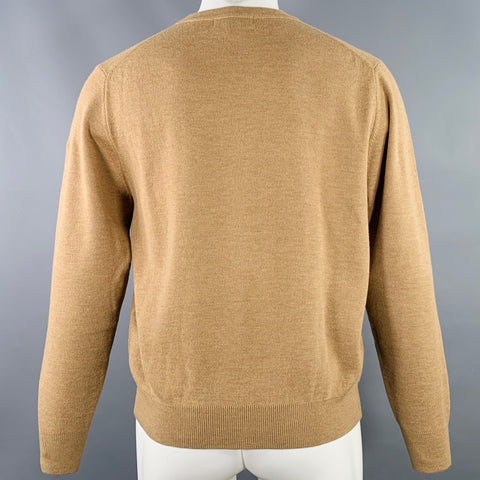 FACONNABLE Size S Camel Merino Wool Crew Neck Pullover