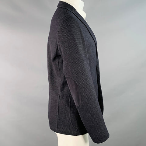 ARMANI COLLEZIONI Size 40 Black Navy Textured Wool Blend Sport Coat