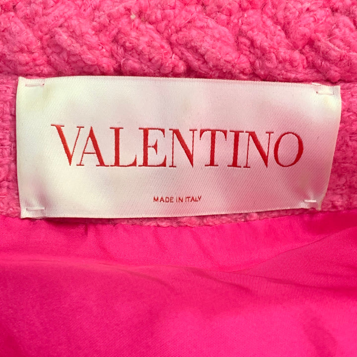 VALENTINO 2021 Size S Pink Wool Silk Tweed Oversized Jacket