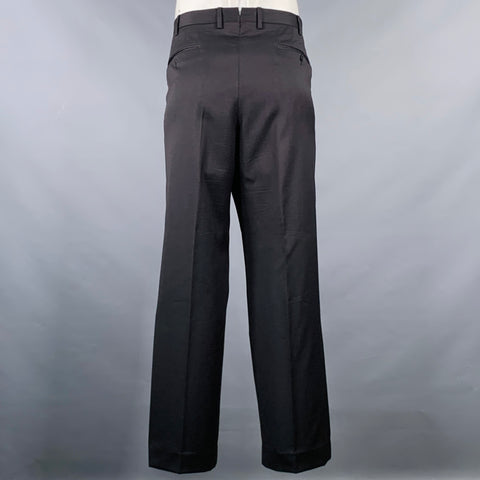 INCOTEX Size 36 Grey Charcoal Wool Flat Front Dress Pants