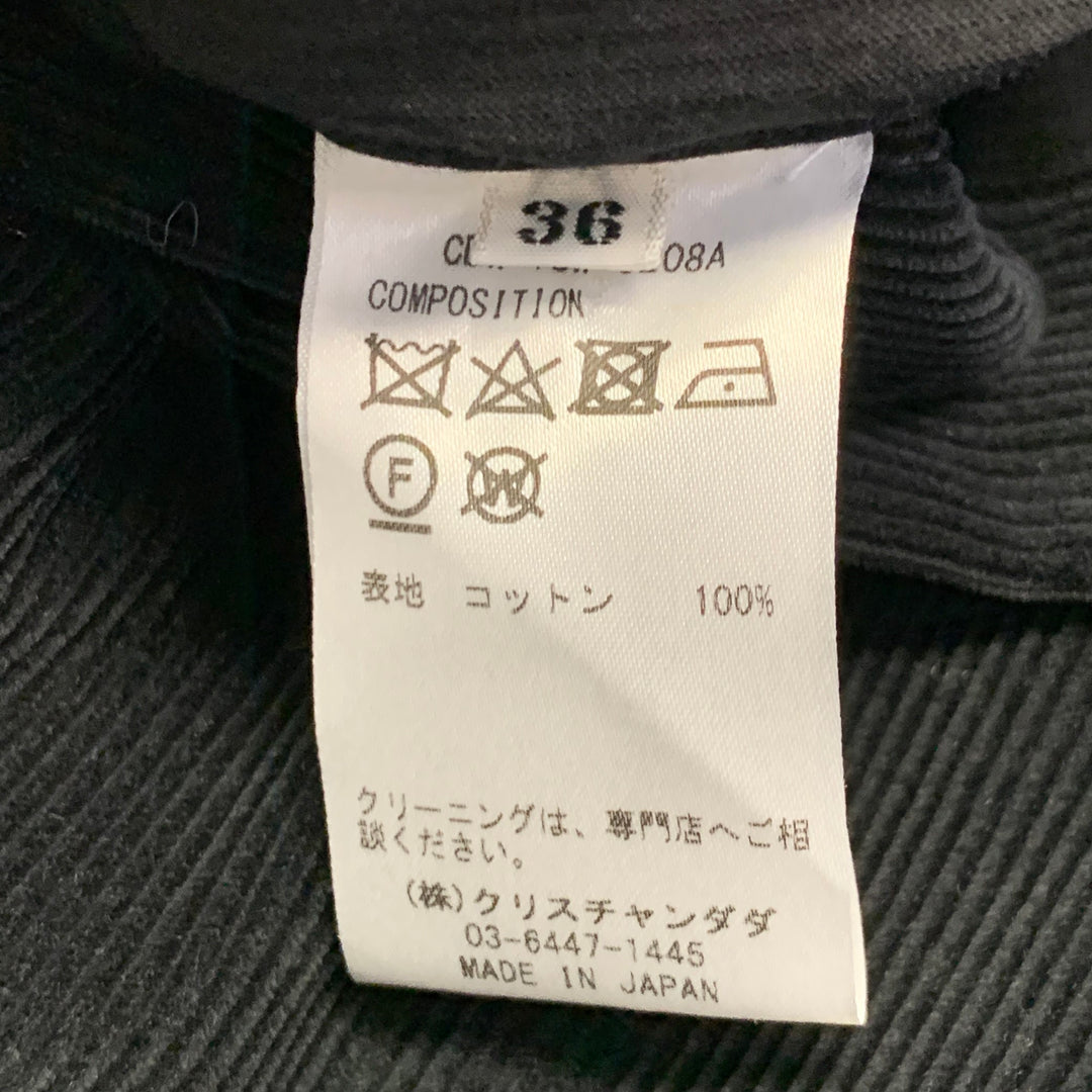 CHRISTIAN DADA Size XS Black Cotton Corduroy Oversized Longline Snaps Shirt