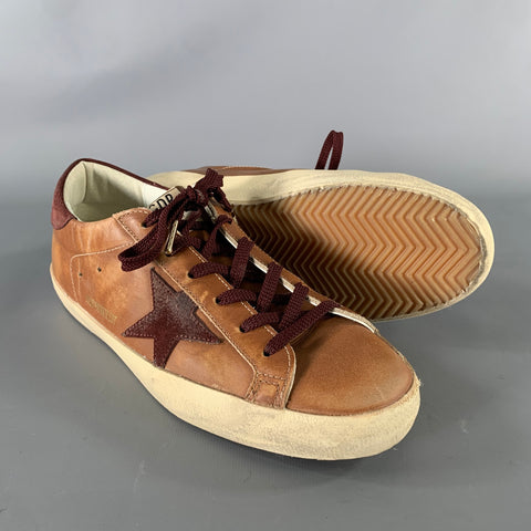 GOLDEN GOOSE Super Star Size 8 Brown Burgundy Leather Sneakers