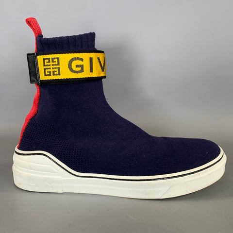 GIVENCHY Size 9 Navy White Fabric Pull On Boots