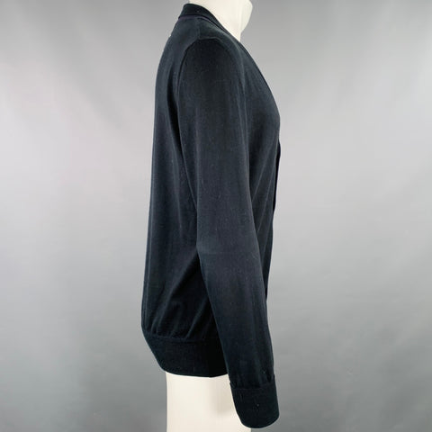 MAISON MARTIN MARGIELA Size M Black Cotton Shawl Collar V-Neck Cardigan