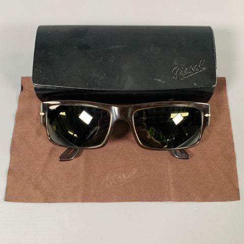 PERSOL Brown Silver Acetate Sunglasses