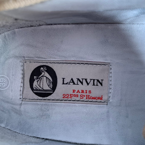 LANVIN Size 9 Beige Leather Patent Leather Cap Toe Sneakers