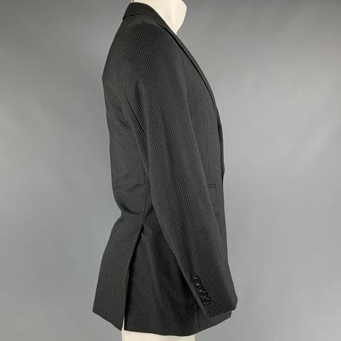 RALPH LAUREN Taille 38 Manteau de sport à simple boutonnage en laine à fines rayures gris noir