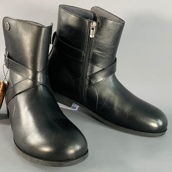 BIRKENSTOCK Size 8 Collins Black Leather Rubber Sole Side Zipper Boots