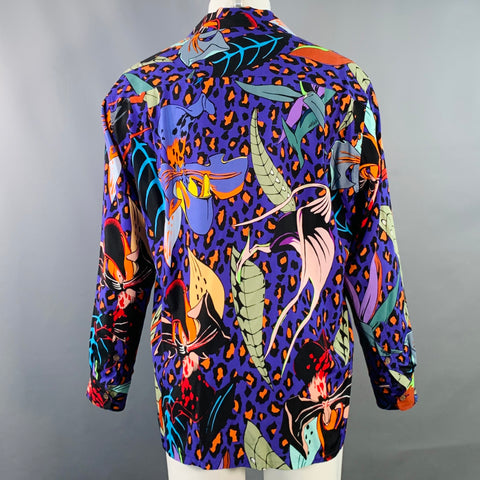 THE GUILTY PARTIES Size M Multi Color Floral Animal Print Rayon One Pocket Long Sleeve Shirt