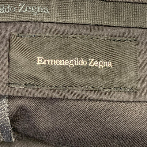 Pantalon habillé plissé en laine grise avec revers ERMENEGILDO ZEGNA Taille 36
