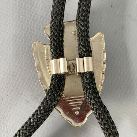 VINTAGE Silver Black Metal Arrowhead Stone Bolo Tie